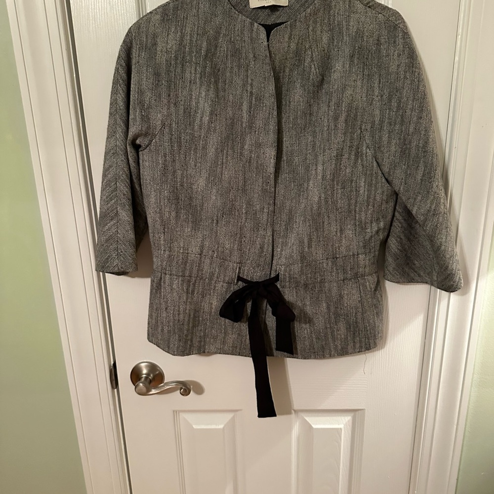 Talbots Gray Blazer with Black Tie Accent